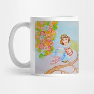 Fairy Bird Watercolor Painting Collage Mug